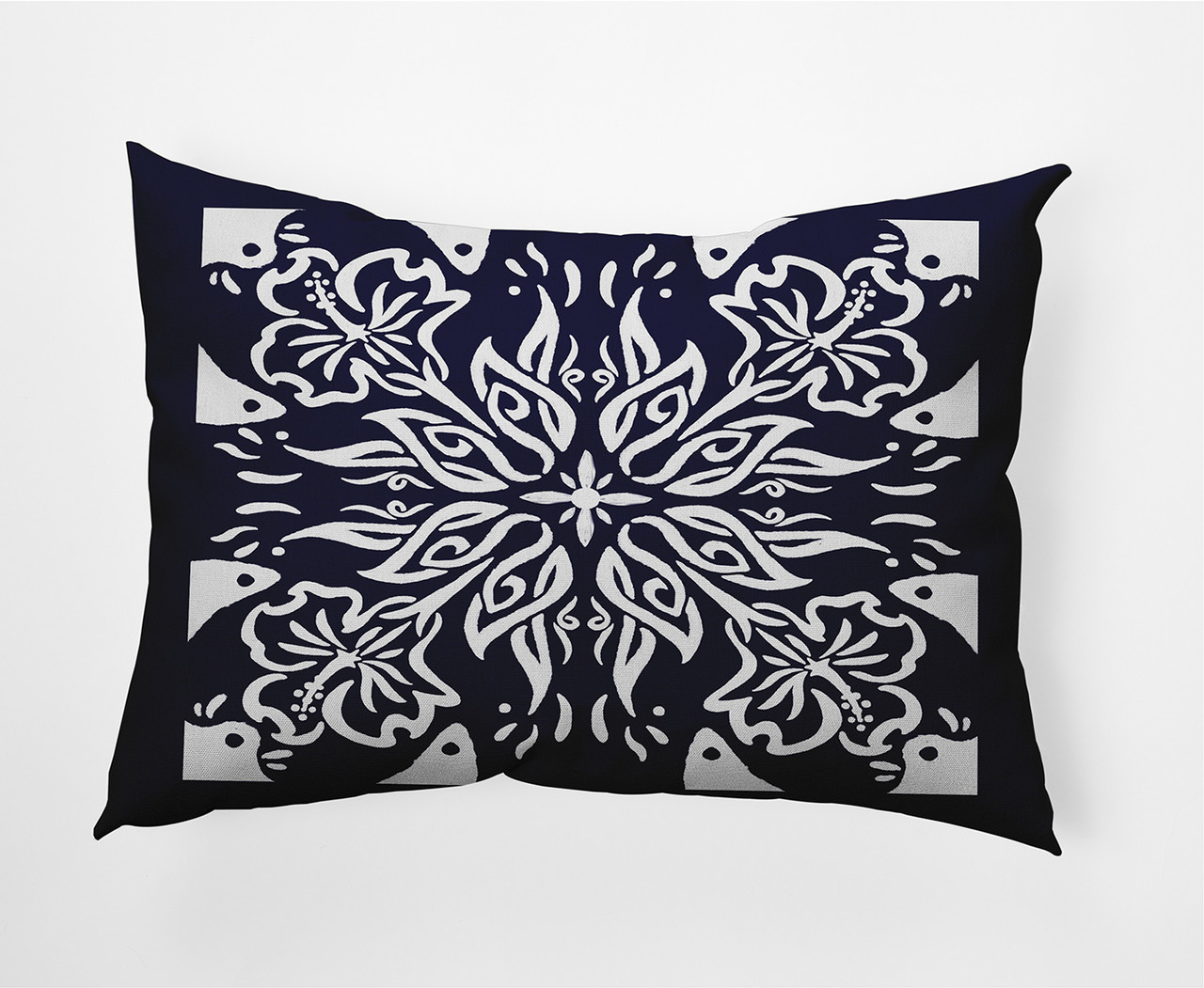 14" x 20" Blue & White Cuban Tile Rectangular Outdoor Throw Pillow